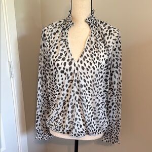 Express Black and Brown Wrap Blouse